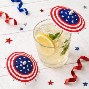 Patriotic Paper Drink Umbrellas. 12ct