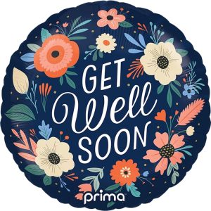 18in Round Get Well Soon Floral Foil Balloon