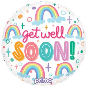 18in Round Get Well Soon Rainbow Foil Balloon