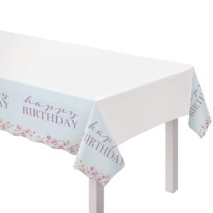 Ribbon and Rose  Plastic Table Cover. 54in x 96in