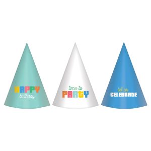 Colorful Collage Party Hats. 6ct