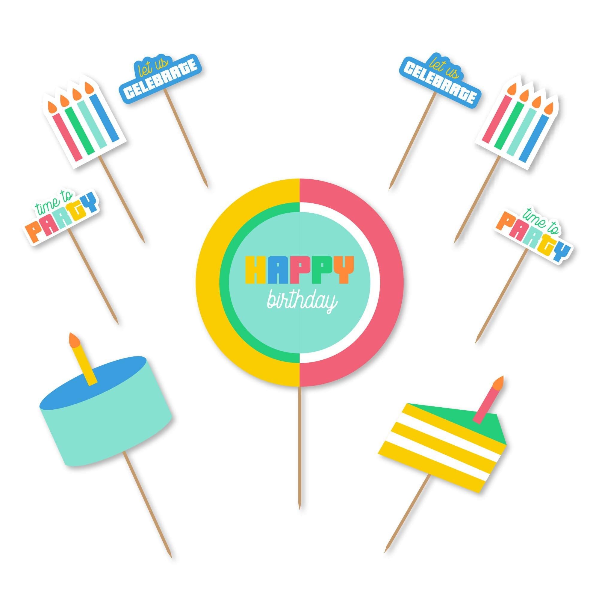 Colorful Collage Cake Topper. 8pc - Image 2
