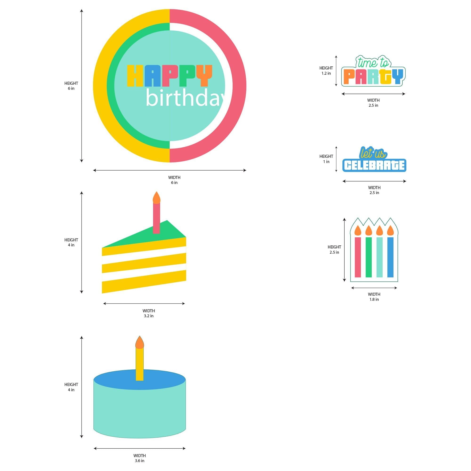 Colorful Collage Cake Topper. 8pc - Image 3