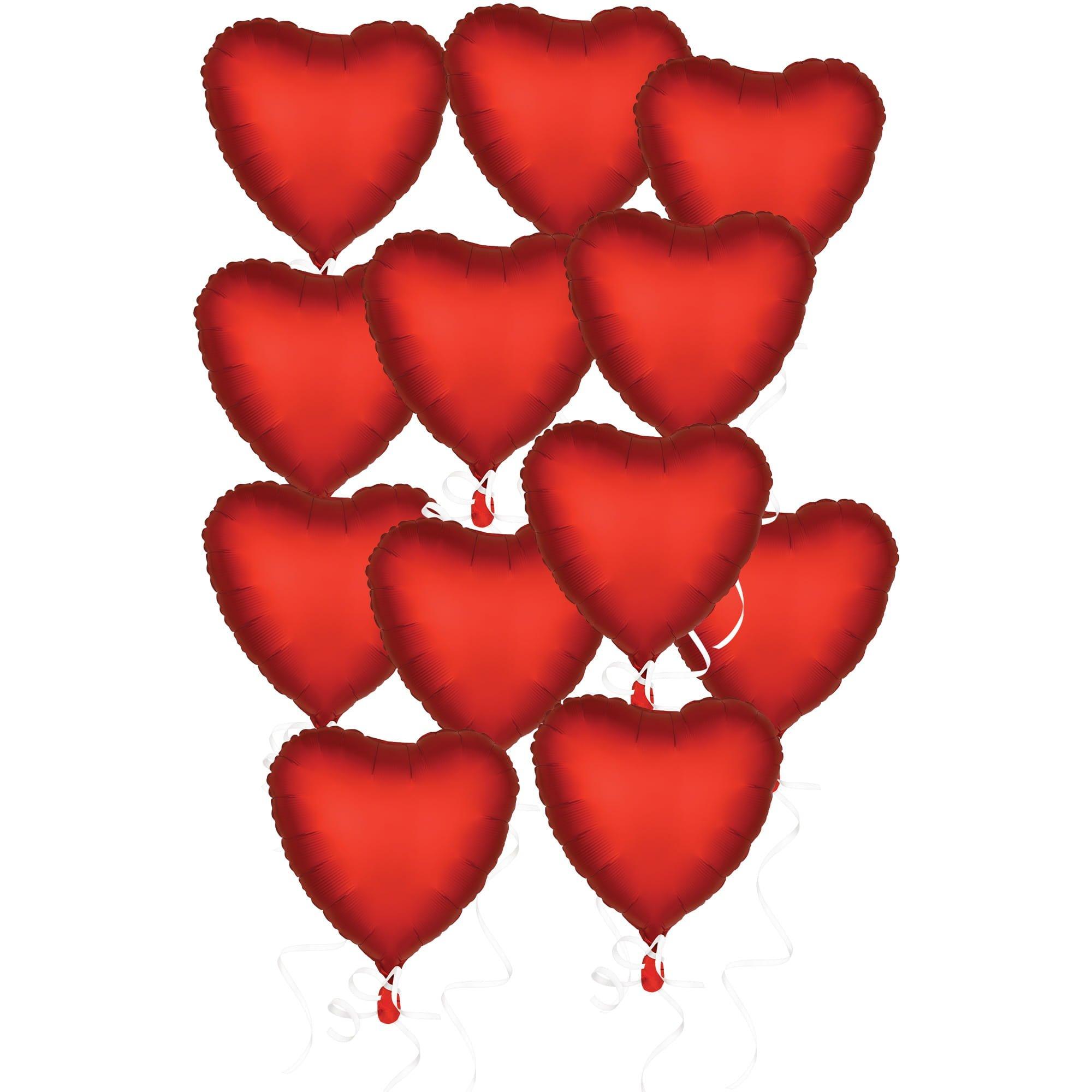 Satin Red Heart Foil Balloon Bouquet. 12pc