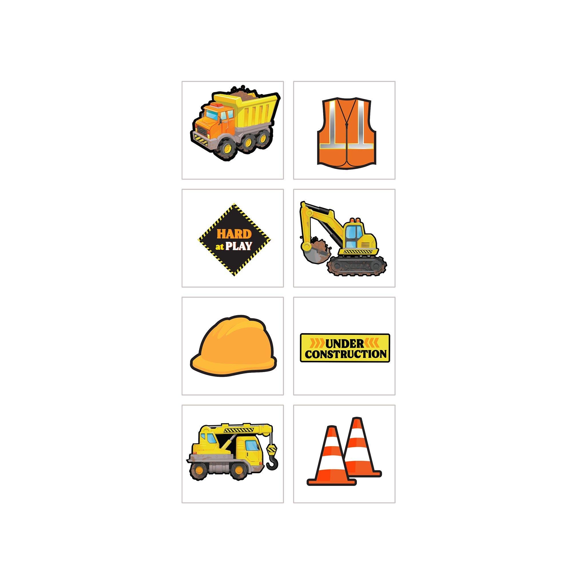 Construction Party Tattoos. 8ct