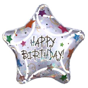 Holographic Star Happy Birthday Balloon