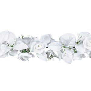White Rose & Leaf Garland 6ft