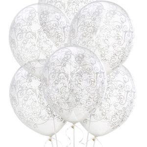 6ct. 12in. Clear Filigree Balloons