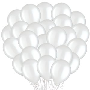 100ct. 12in. White Pearl Latex Balloons