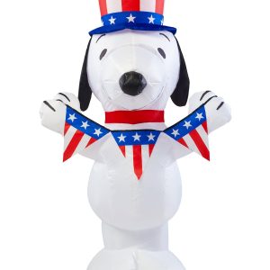3.5 Foot Peanuts Snoopy Patriotic Inflatable Lawn Decoration