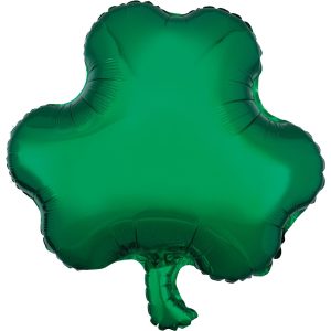 Green Shamrock St. Patrick's Day Foil Balloon. 17in x 18in
