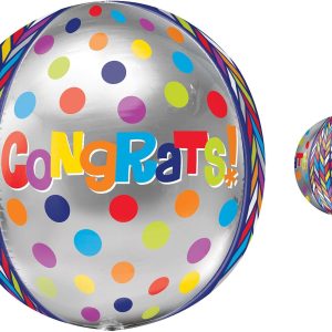 Orbz Dotty Geometric Congrats Balloon. 16in