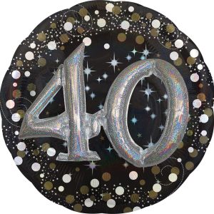 40th Birthday Balloon - 3D Sparkling Celebration. 36in