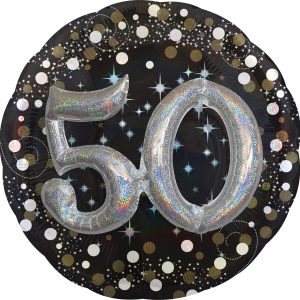 50th Birthday Balloon - 3D Sparkling Celebration. 36in
