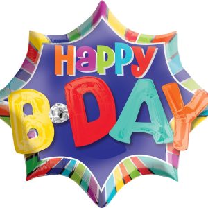 Happy Birthday Balloon 35in x 29in - 3D Starburst