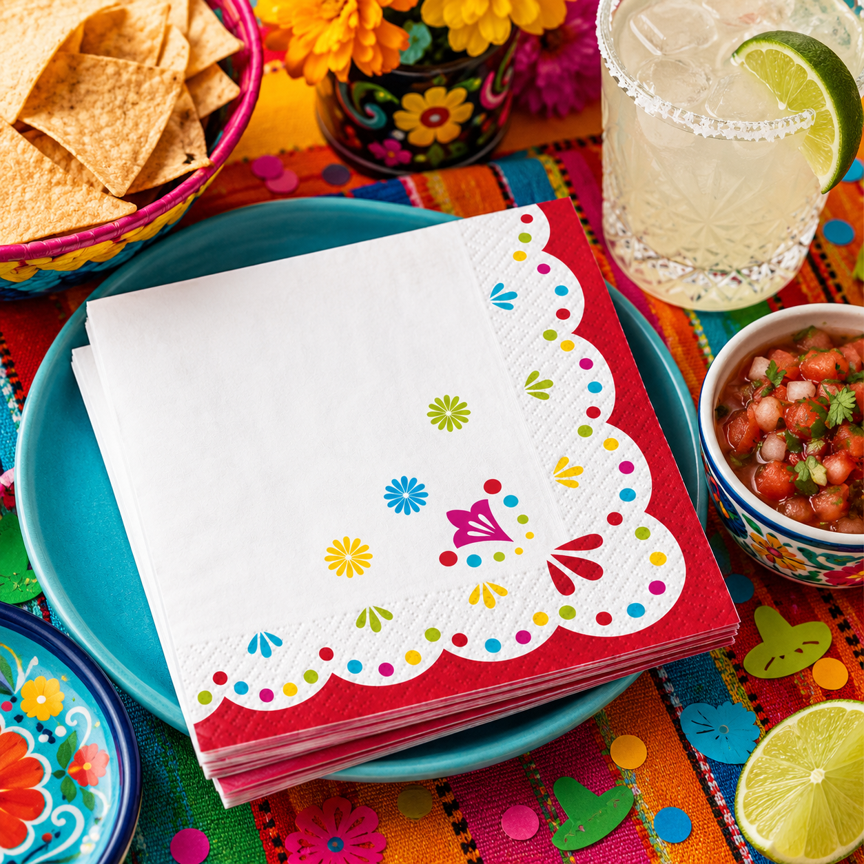 Fiesta Viva la Party Paper Lunch Napkins. 6.5in. 40ct
