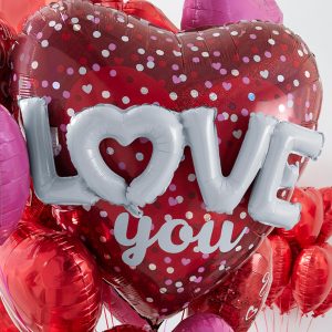 3D Love You Valentine's Day Heart Foil Balloon. 36in