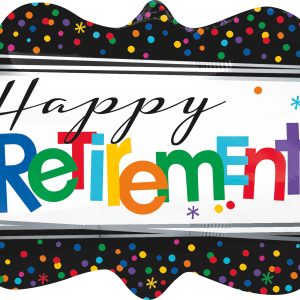 Happy Retirement Foil Balloon. 27in x 16in - Officially Retired