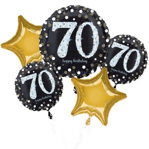 Sparkling Celebration 70th Birthday Foil Balloon Bouquet. 5pc