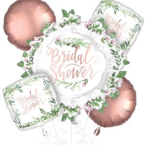Floral Greenery Bridal Shower Foil Balloon Bouquet. 5pc