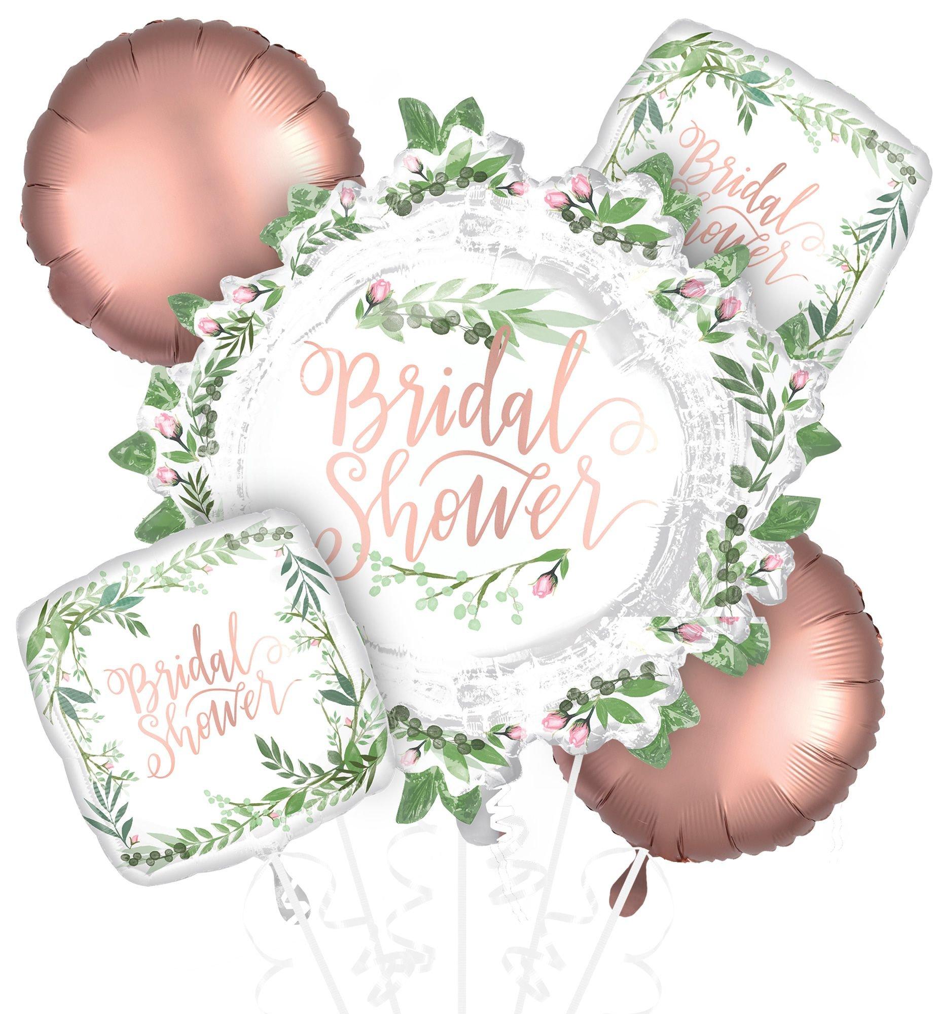 Floral Greenery Bridal Shower Foil Balloon Bouquet. 5pc