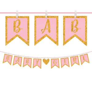 Glitter Baby Girl Clothespin Banner