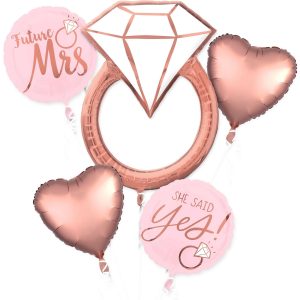 Blush Engagement Foil Balloon Bouquet. 5pc