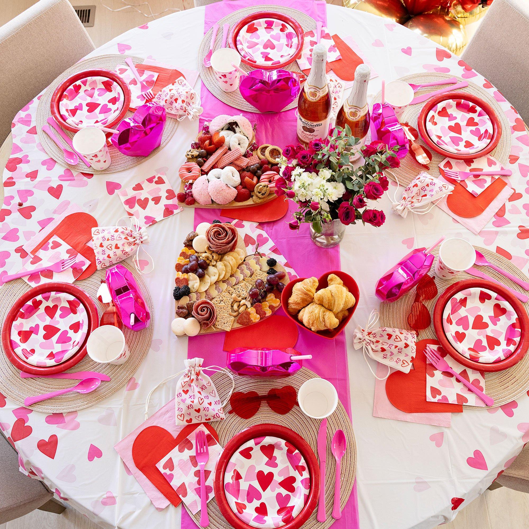 Red Heart-Shaped Paper Lunch Napkins. 6.4in. 16ct - Cross My Heart - Image 2