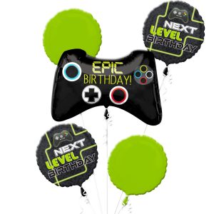 Level Up Birthday Foil Balloon Bouquet. 5pc