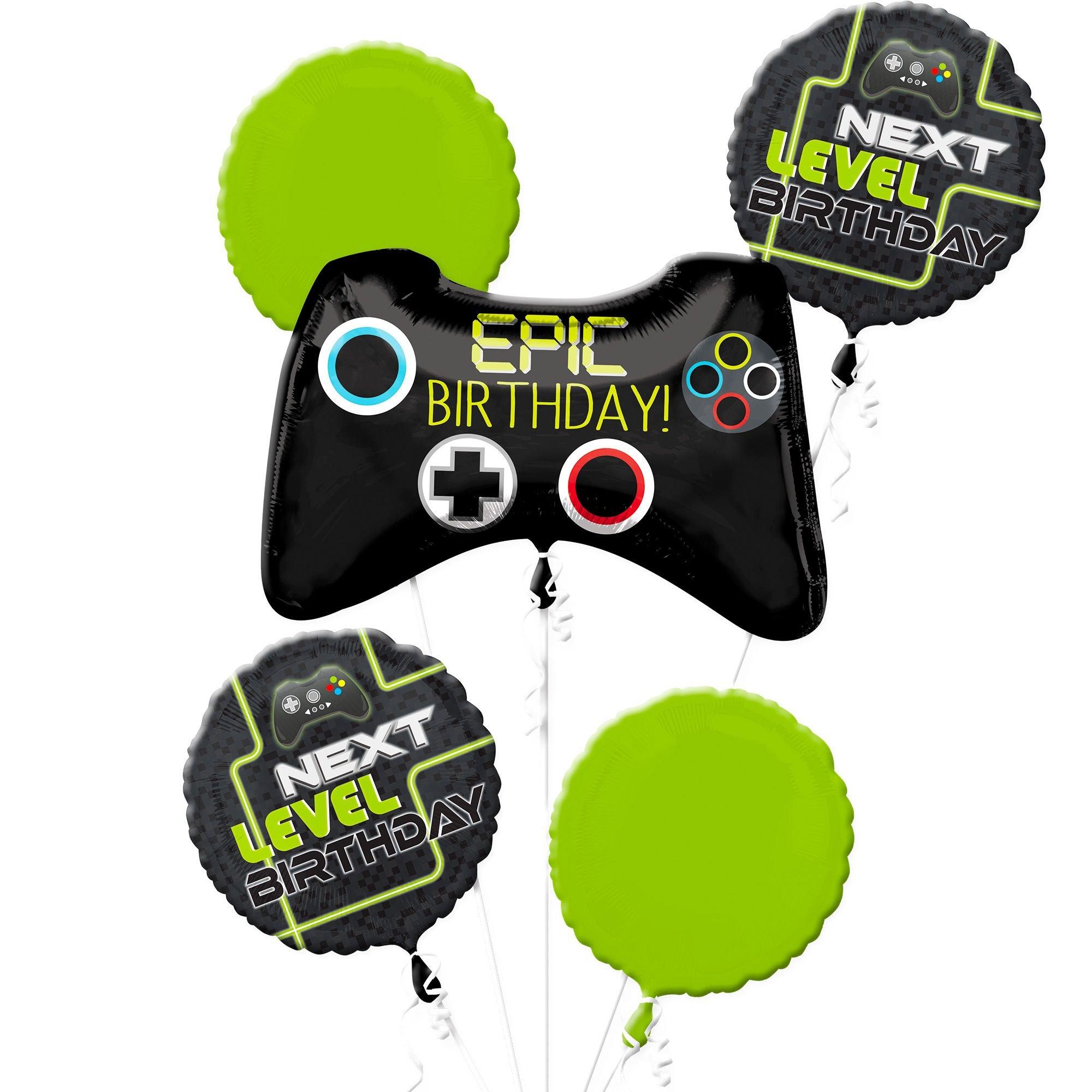 Level Up Birthday Foil Balloon Bouquet. 5pc