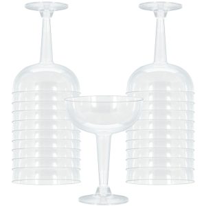 Clear Plastic Champagne Coupe Glasses. 8oz. 20ct