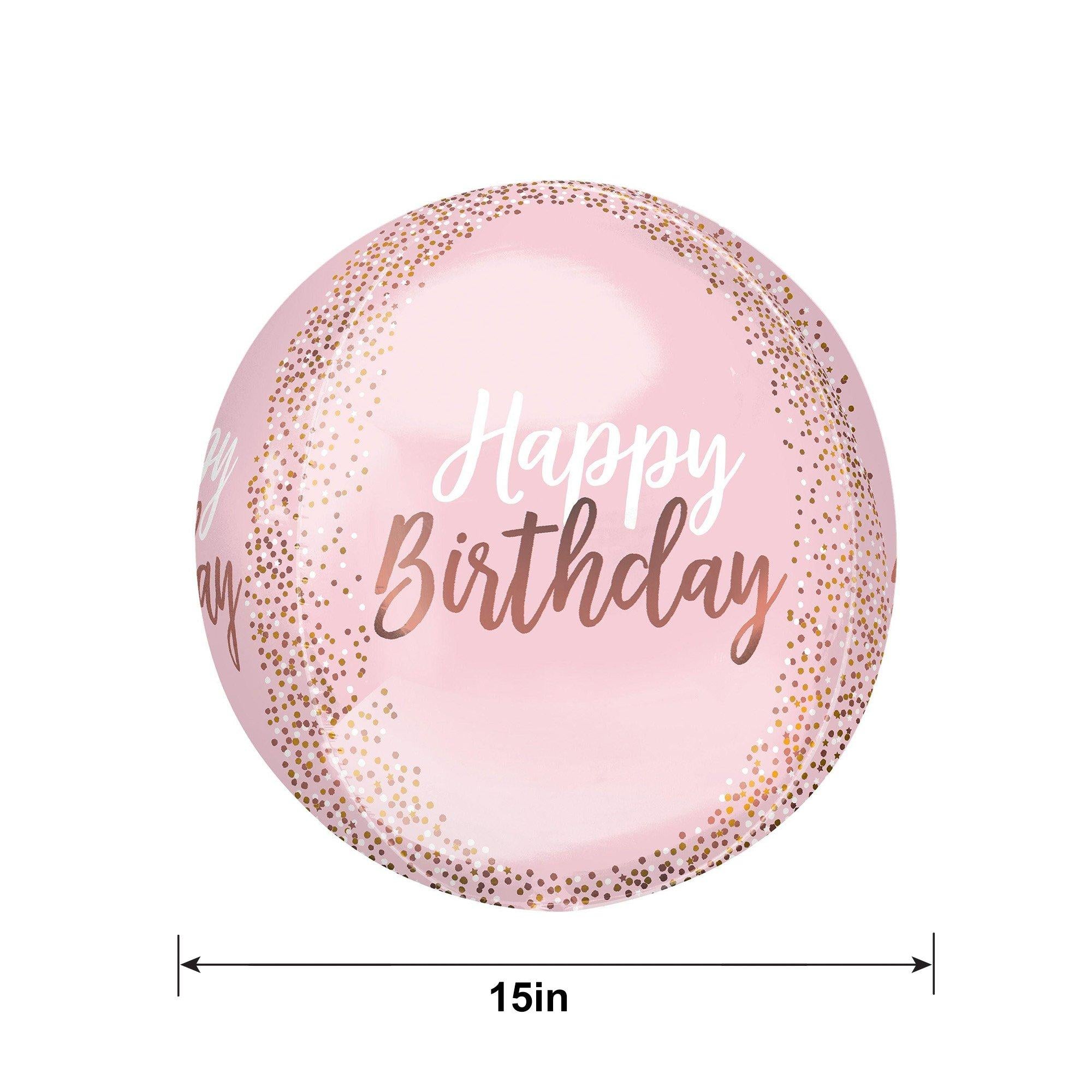 Blush Pink Happy Birthday Balloon. 15in x 16in - Orbz® - Image 3