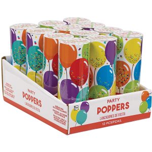 Birthday Balloons Confetti Party Poppers 12ct