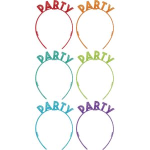 Glitter Rainbow Party Letter Headbands. 6ct
