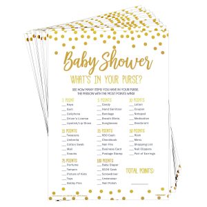 Gold & White What's in Your Purse Baby Shower Game