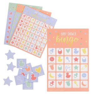 Pastel Stars Bingo Baby Shower Game. 16 Players