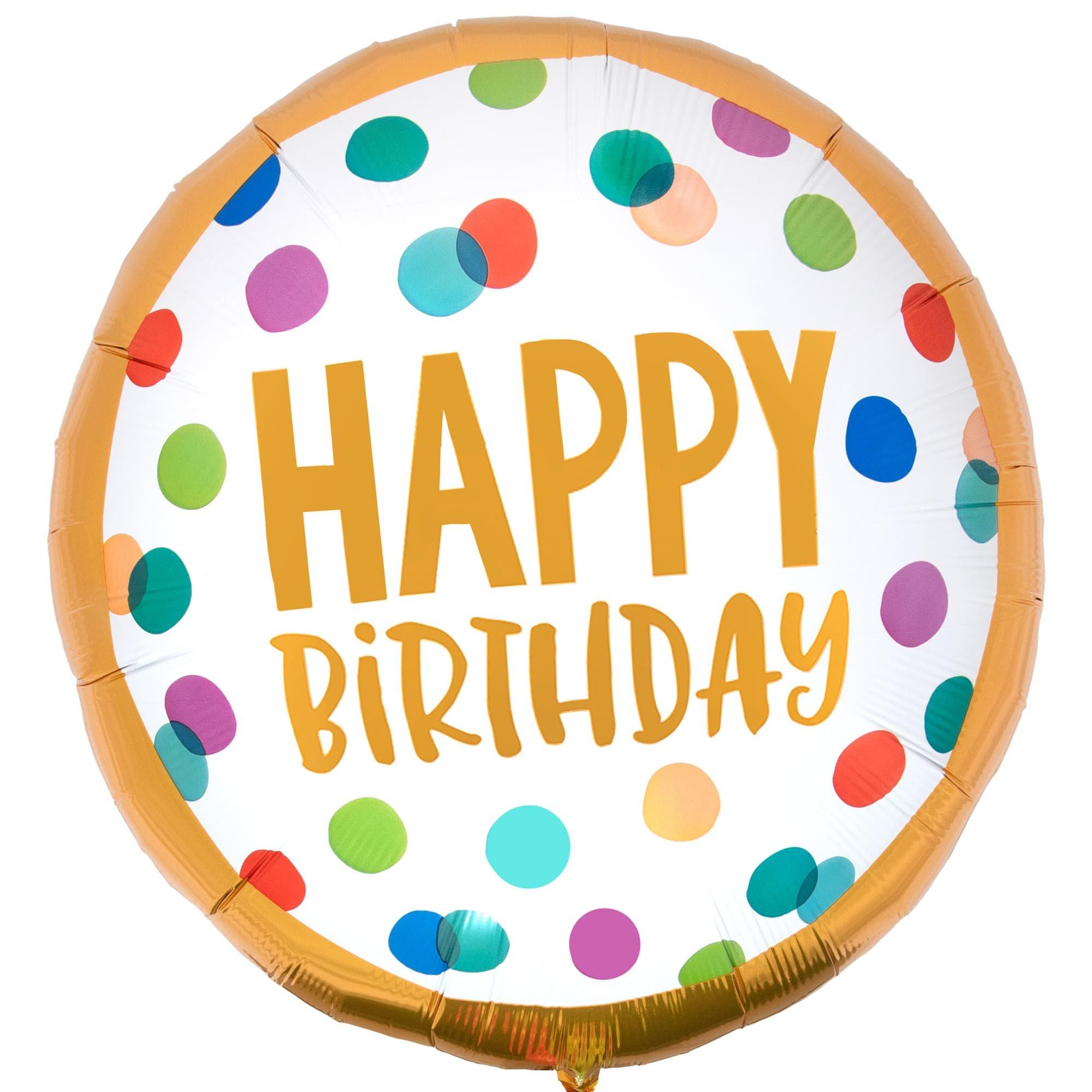 Giant Multicolor Happy Dots Birthday Balloon with Tail. 32in - Image 2