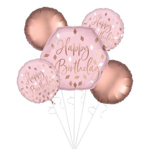 Blush Birthday Foil Balloon Bouquet. 5pc