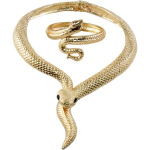 Gold Medusa Snake Jewelry Set. 2pc