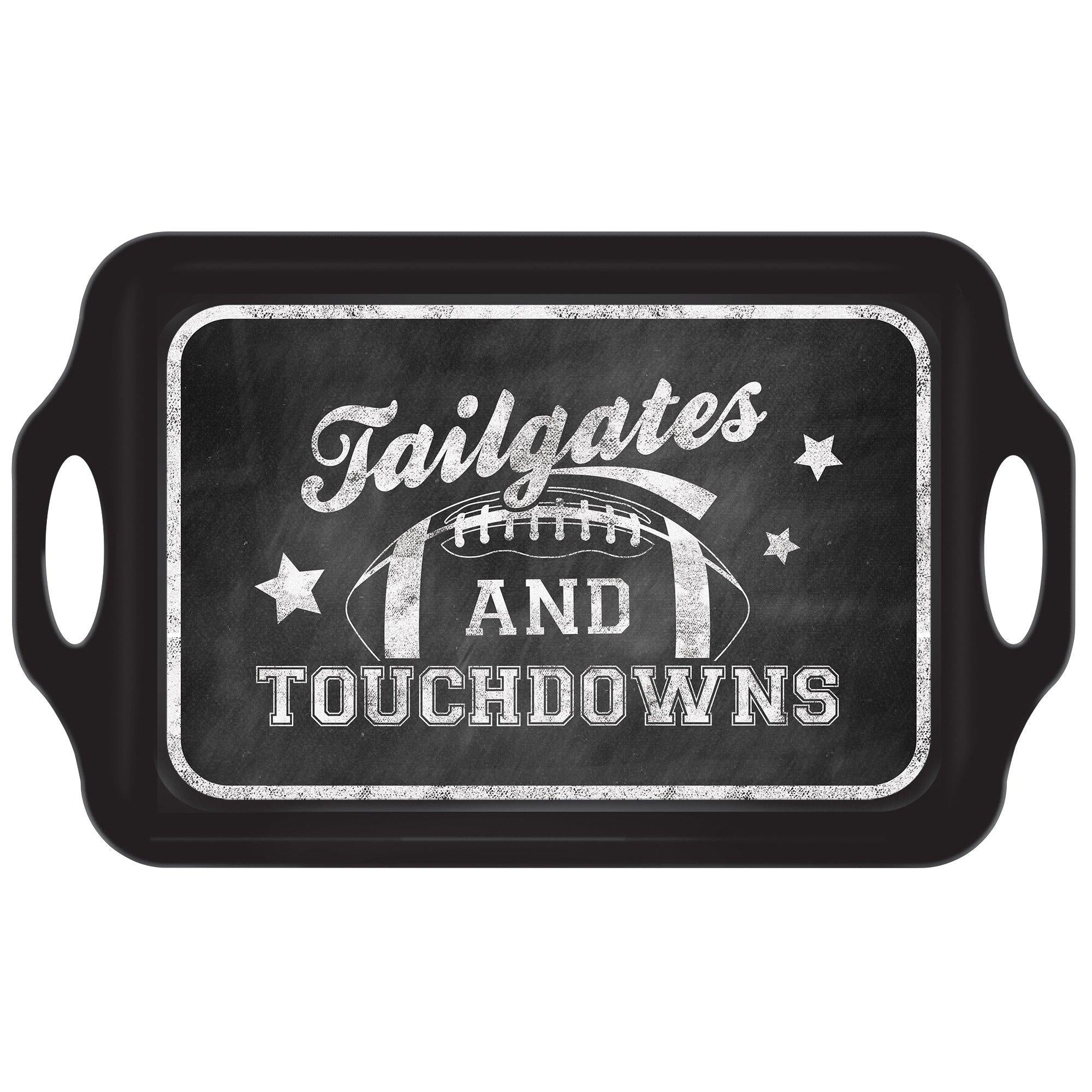 Tailgates & Touchdowns Football Melamine Platter Tray with Handles – 11.5in x 19in BPA-Free