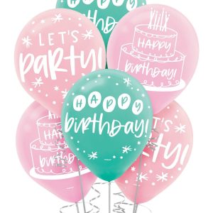 15ct. 12in. Happy Cake Day Birthday Balloons