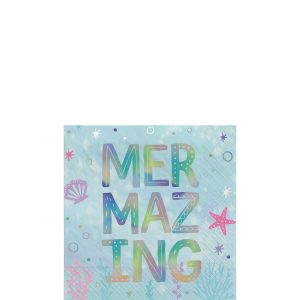 Iridescent Shimmering Mermaids Paper Beverage Napkins. 5in. 16ct
