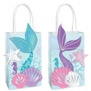 Iridescent Shimmering Mermaids Create Your Own Kraft Favor Bag Kit. 5.25in x 8.4in. 8ct