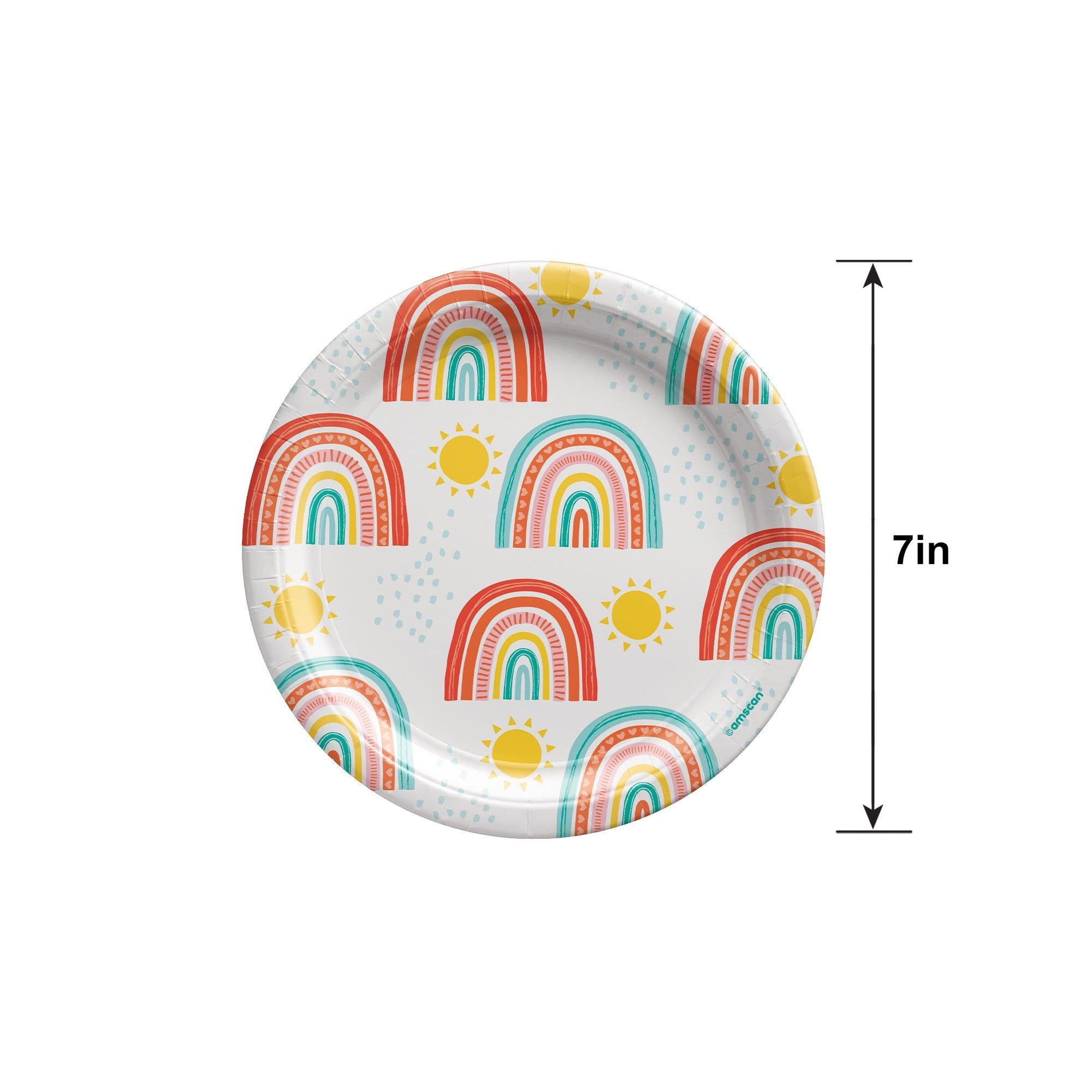 Retro Rainbow Dessert Plates. 7in. 8ct - Image 3