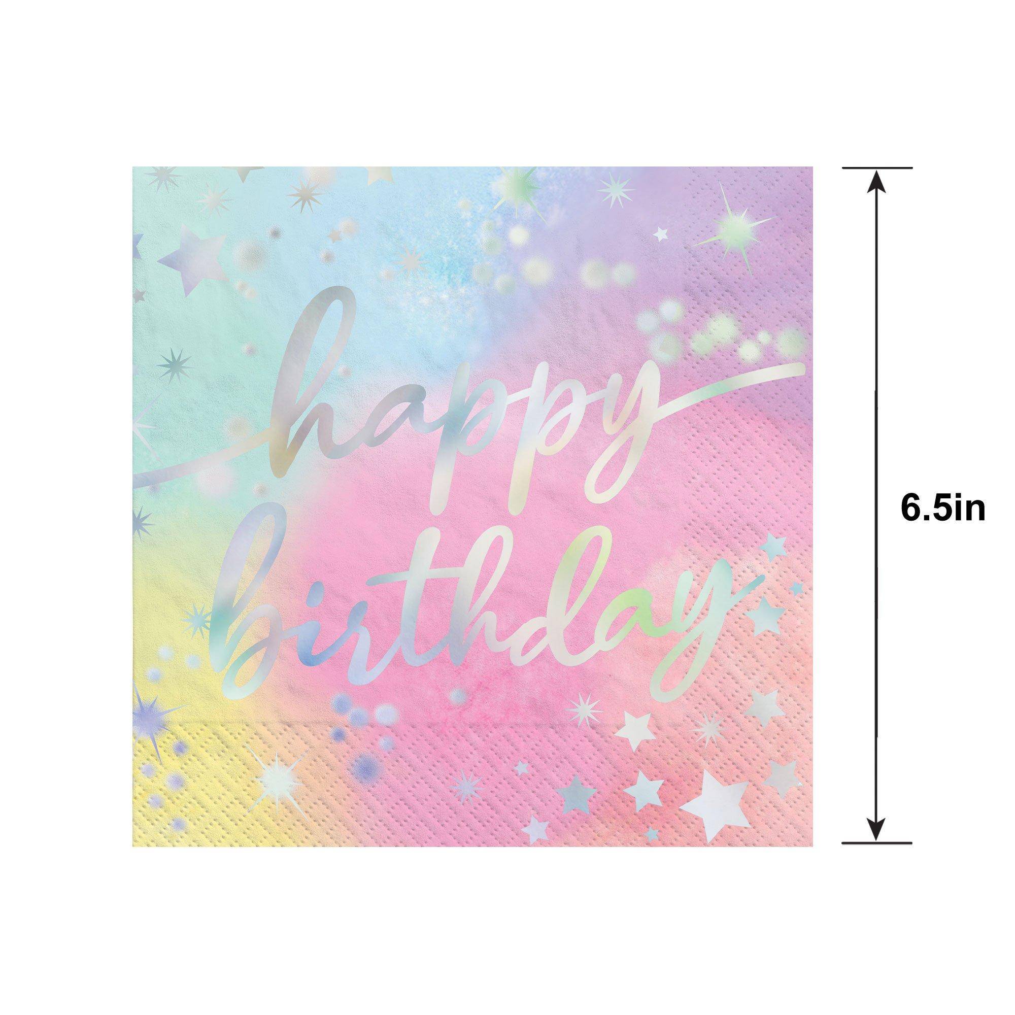 Iridescent Luminous Rainbow Birthday Paper Lunch Napkins. 6.5in. 16ct - Image 5