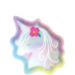 Iridescent Enchanted Unicorn Shaped Paper Plates. 7in. 8ct