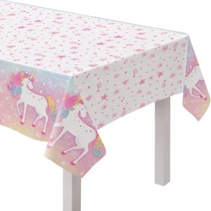 Enchanted Unicorn Plastic Table Cover. 54in x 96in