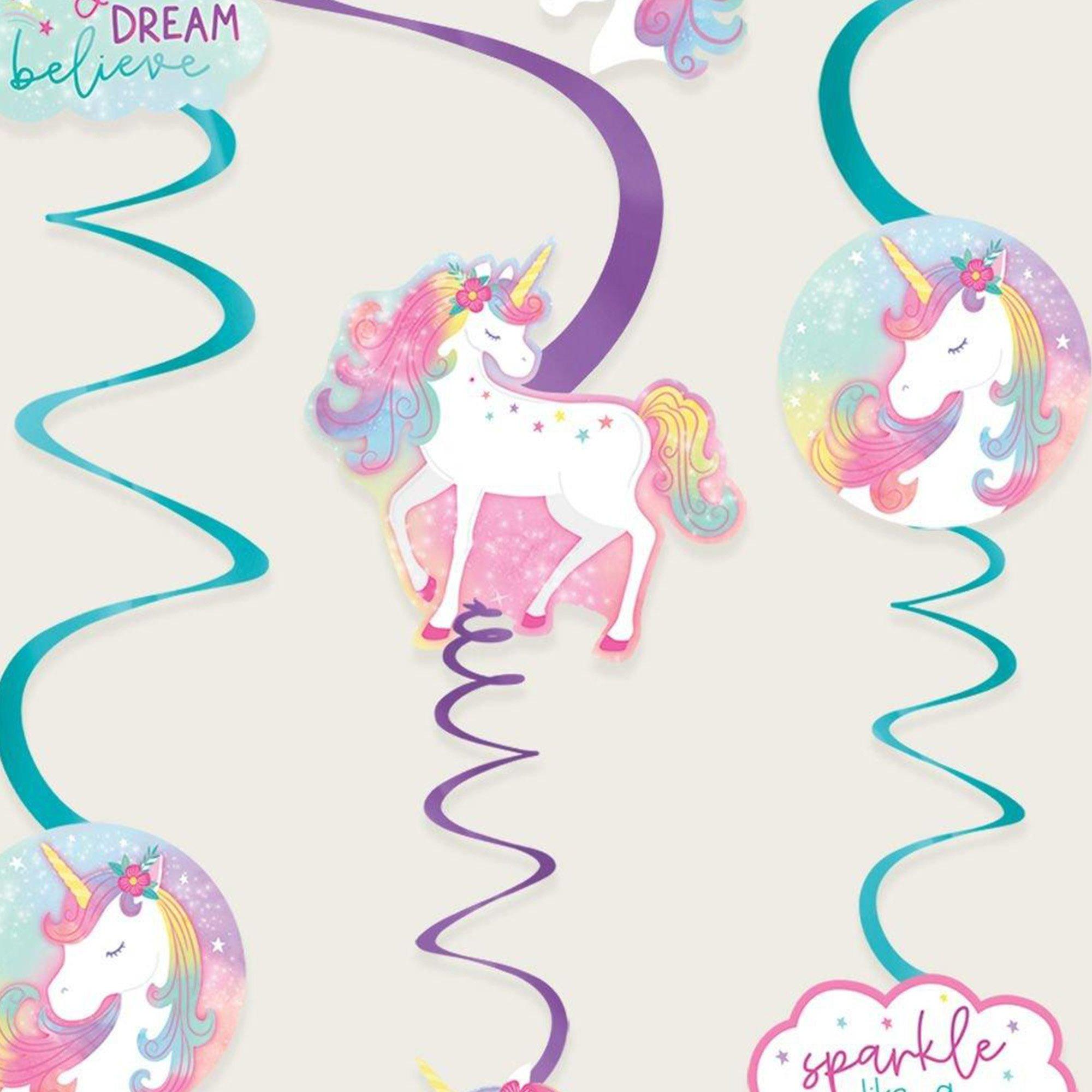 Enchanted Unicorn Foil Swirl Decorations. 12ct - Image 2