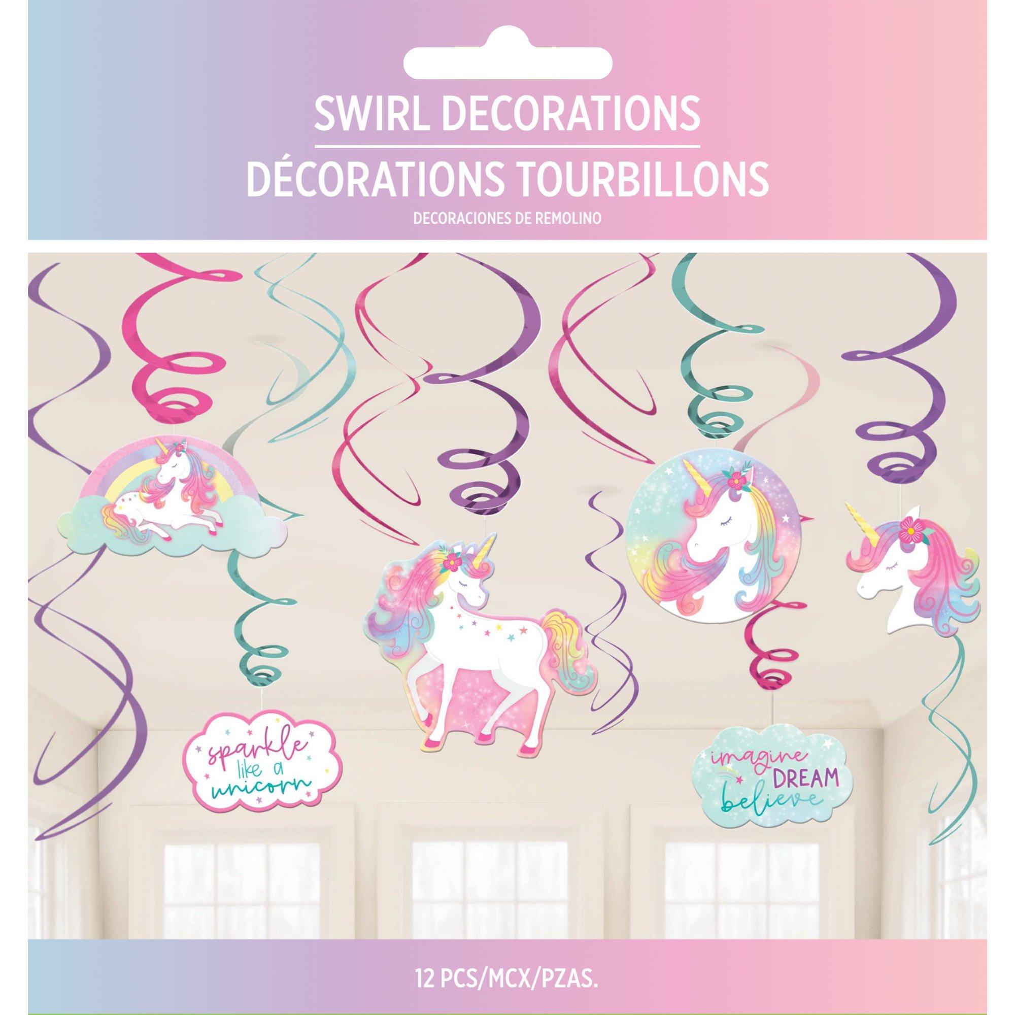 Enchanted Unicorn Foil Swirl Decorations. 12ct - Image 3