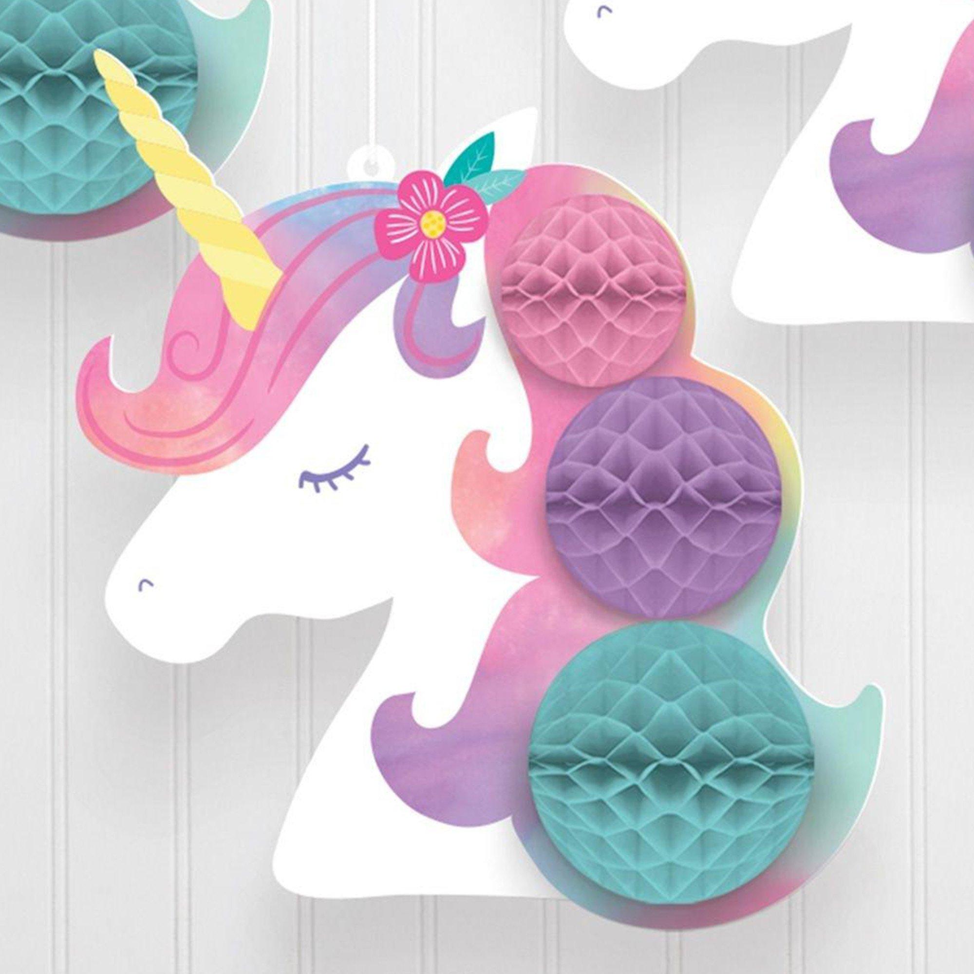Enchanted Unicorn Honeycomb Decorations. 3ct - Image 2